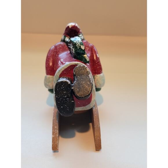 Vintage Santa On Sled Figurine - Whimsical Village Arts - Picture 6 of 11